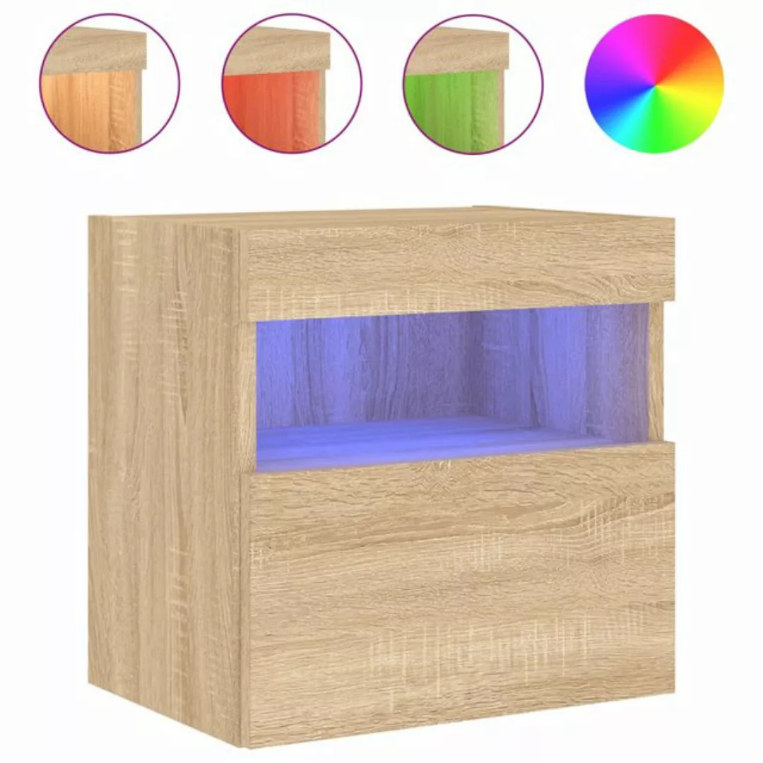 vidaXL Hängeschrank Hängeschrank Wandschrank mit LED Leuchten Räuchereiche günstig online kaufen