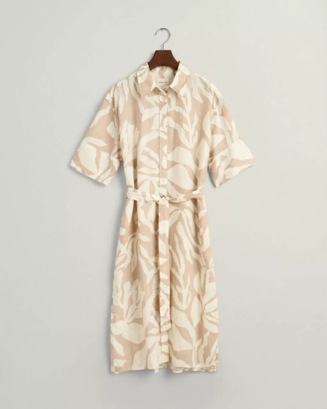 Gant Sommerkleid REL PALM PRINT LINEN SHIRT DRESS, DRY SAND günstig online kaufen