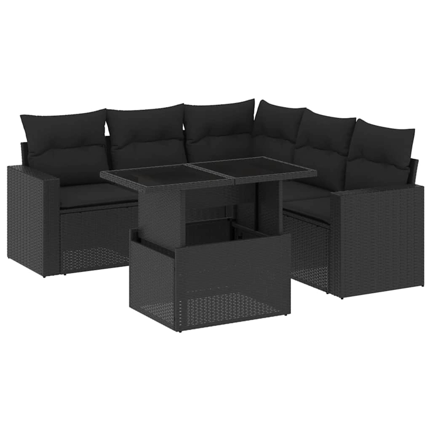 vidaXL 6-Tlg Garten-Sofagarnitur mit Kissen Schwarz Poly Rattan 3267265 günstig online kaufen