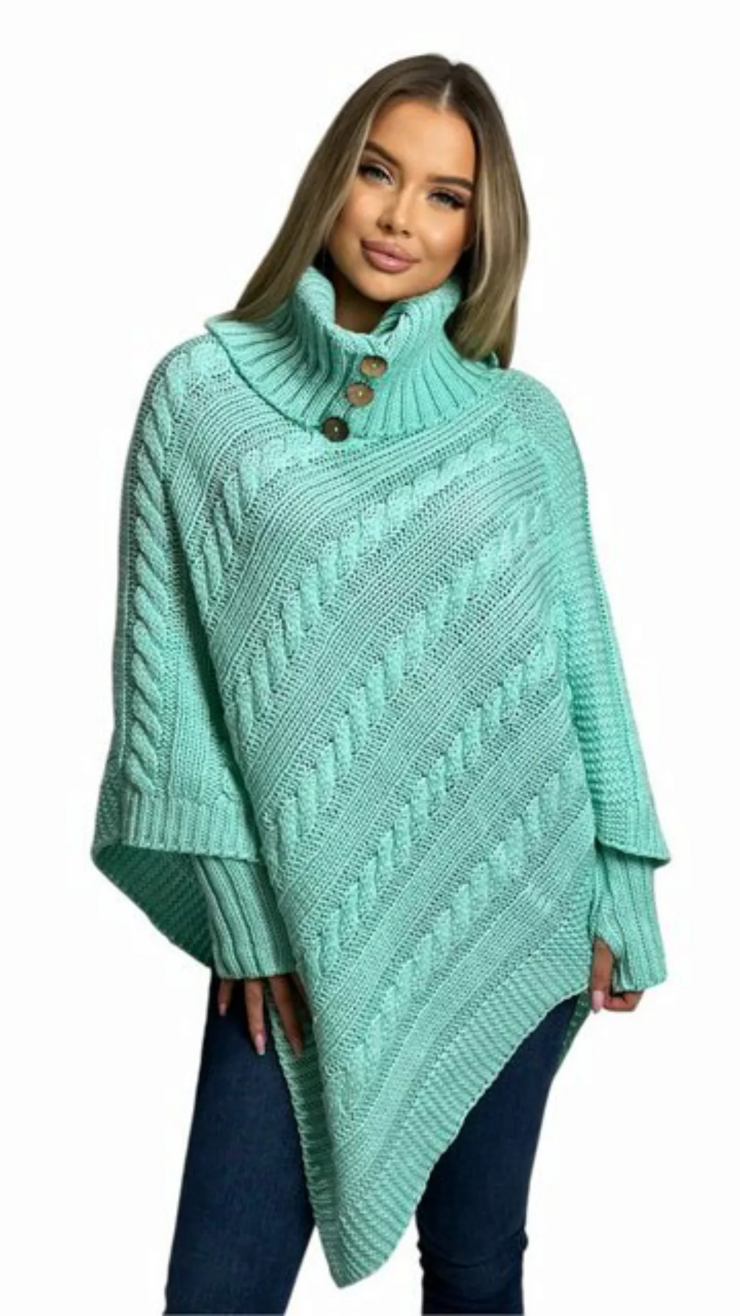 Mississhop Strickponcho Poncho Strick Sweatshirt Pullover Umhang Überwurf m günstig online kaufen