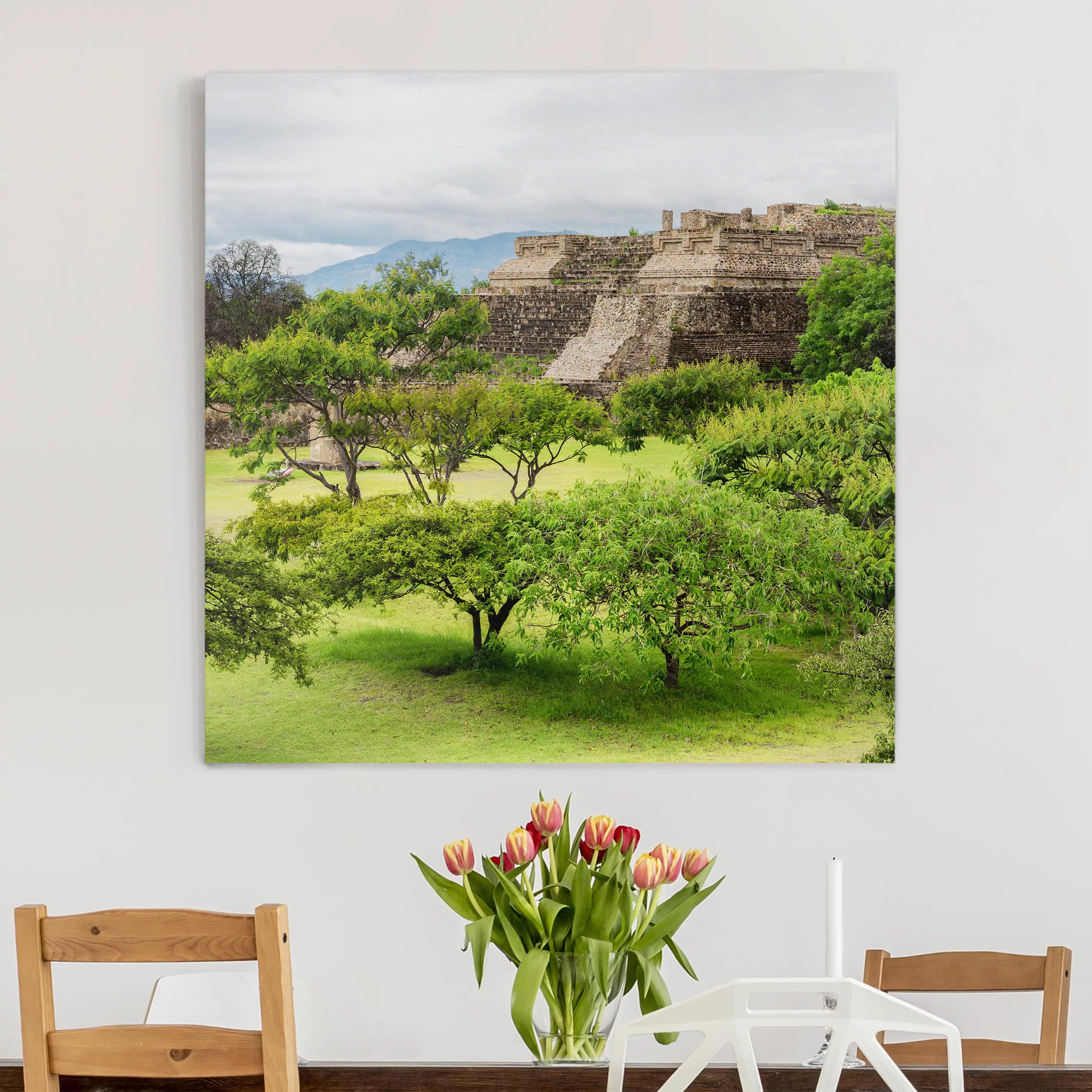 Leinwandbild Wald - Quadrat Pyramide von Monte Alban günstig online kaufen