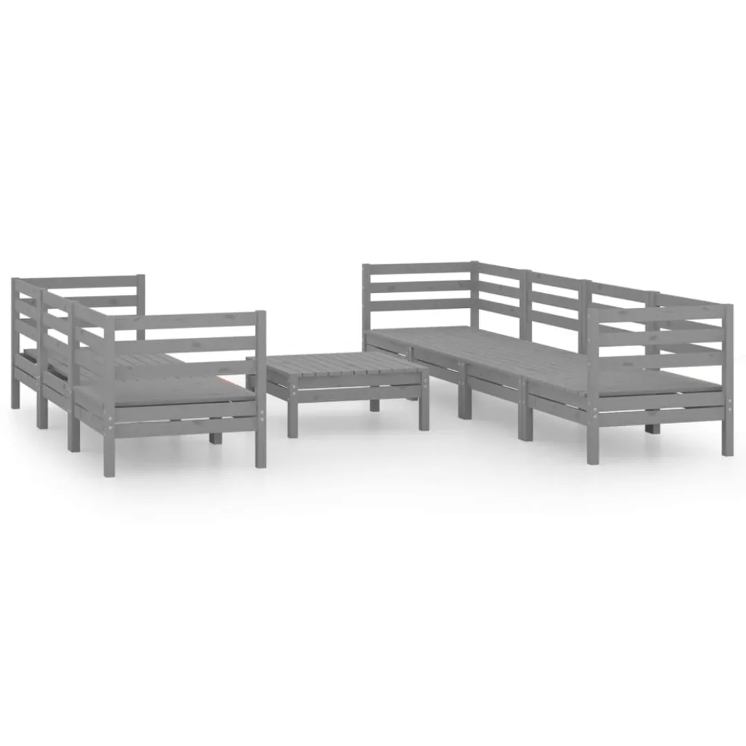 8-tlg. Garten-lounge-set Grau Kiefer Massivholz günstig online kaufen