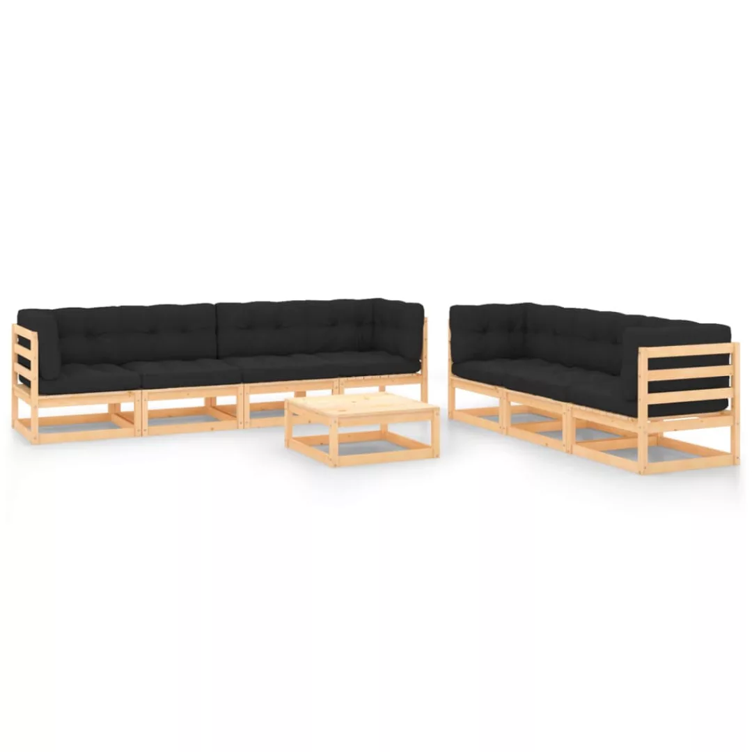 Vidaxl 8-tlg. Garten-lounge-set Mit Anthrazit Kissen Massivholz Kiefer günstig online kaufen