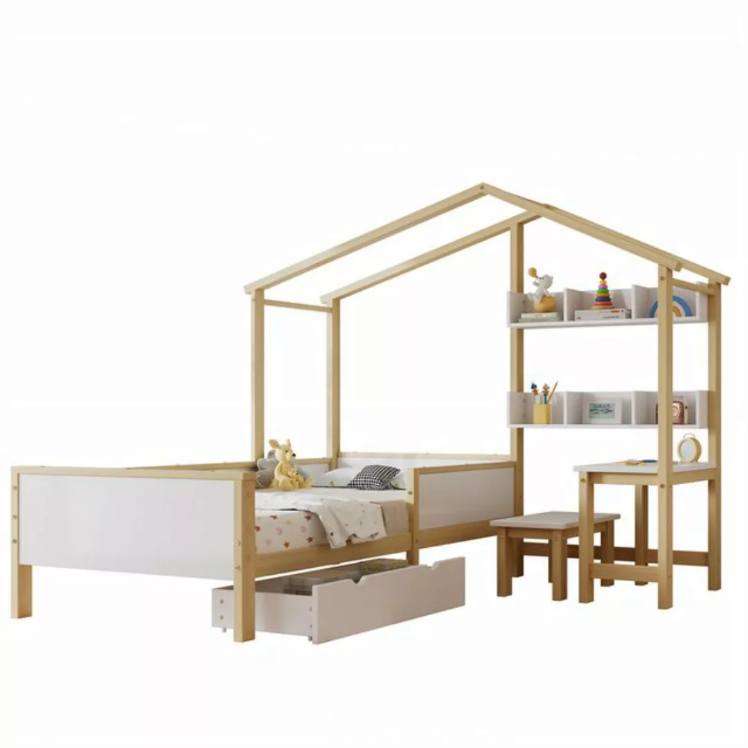 Sweiko Kinderbett Stauraumbett Funktionsbett Holzbett (mit Tisch und Hocker günstig online kaufen