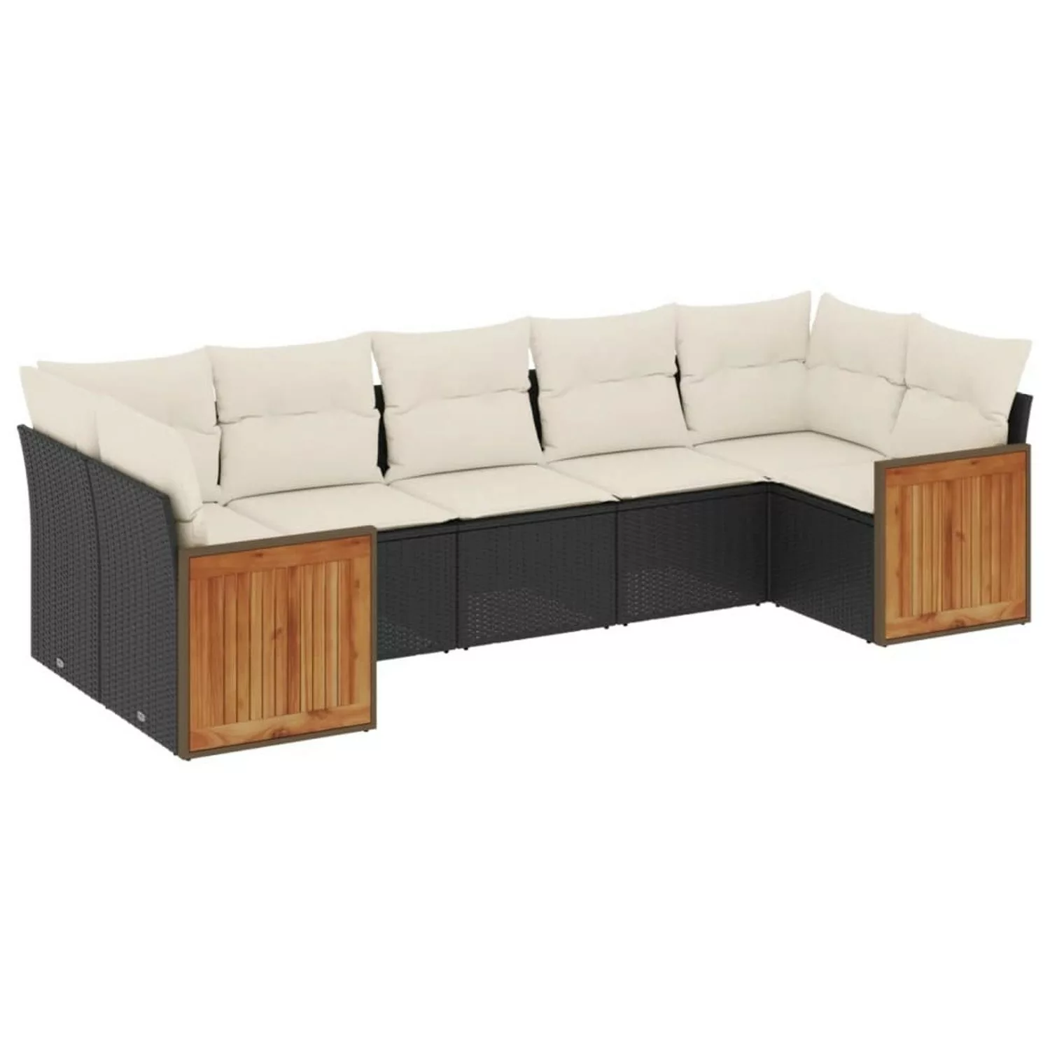 vidaXL 7-tlg Garten-Sofagarnitur mit Kissen Schwarz Poly Rattan Modell 250 günstig online kaufen