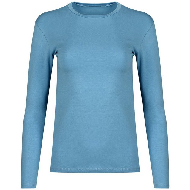 Evoni Langarmshirt Damen Langarm Basic Shirt Baumwolle günstig online kaufen