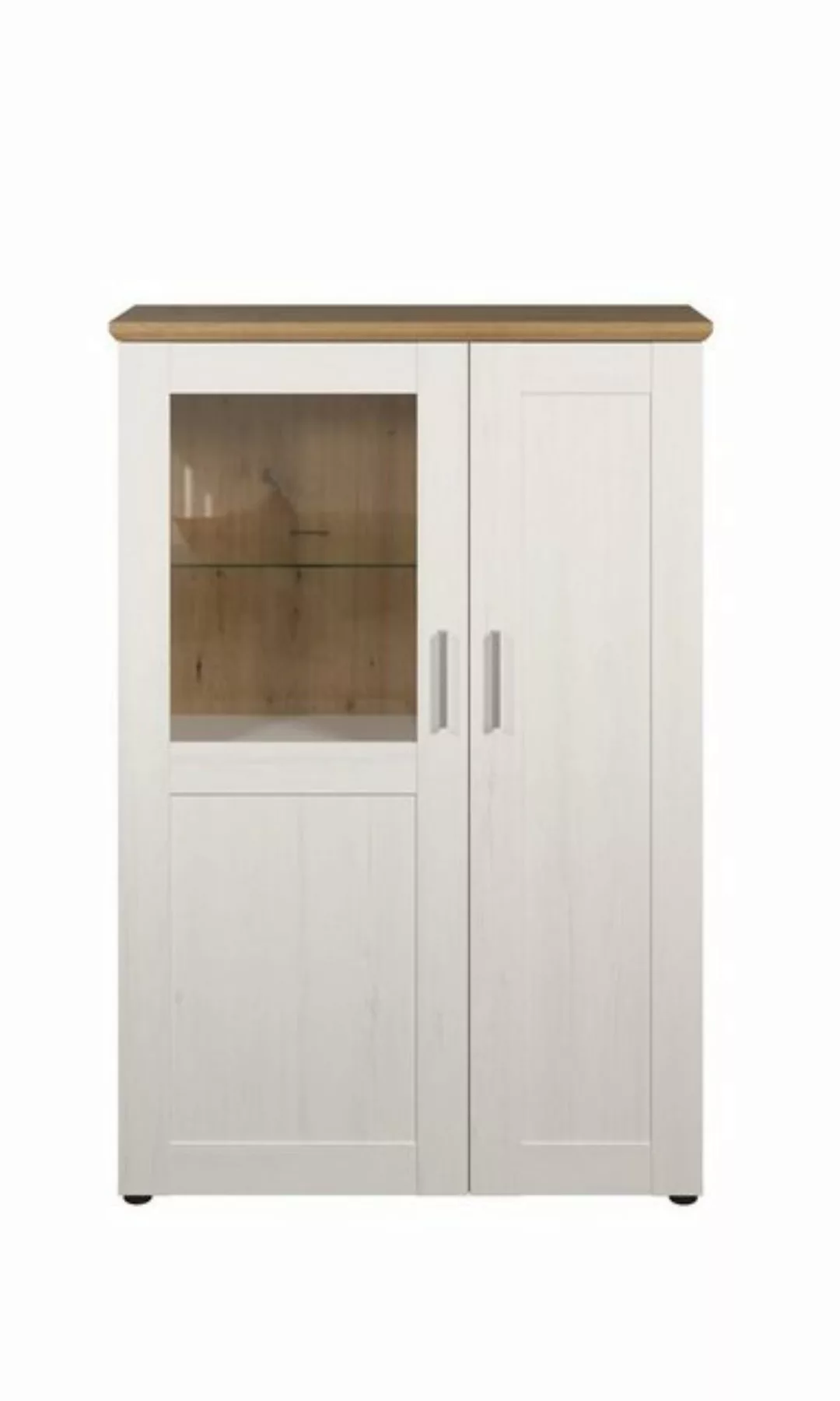 Newroom Vitrine Zante Vitrine Pine weiß Landhaus Modern Vitrinenschrank Gla günstig online kaufen