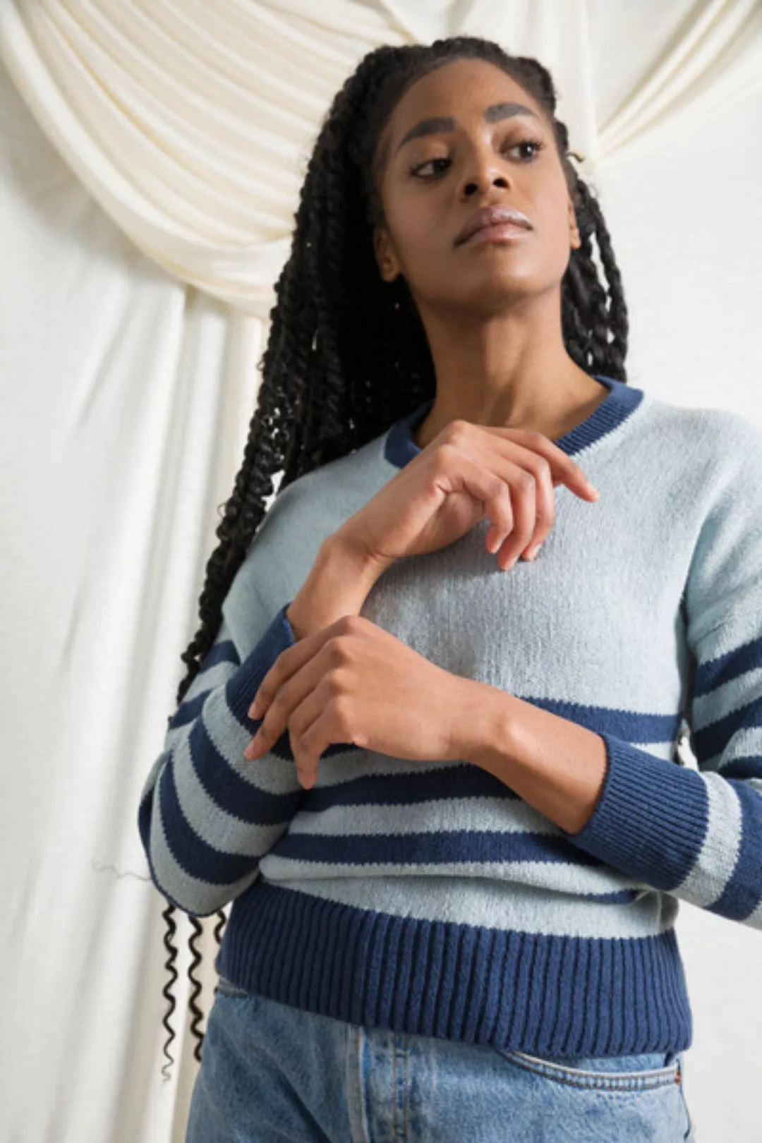 Recycelter Pullover Für Frauen Aus Denim-baumwolle Brigitte günstig online kaufen