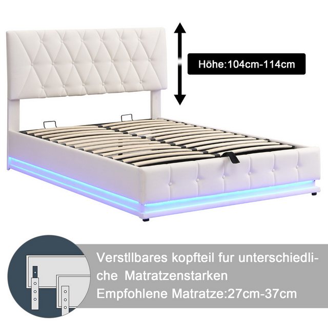 FUROKOY Polsterbett Modernes Bett mit LED aus hochwertigem Kunstleder,hydra günstig online kaufen