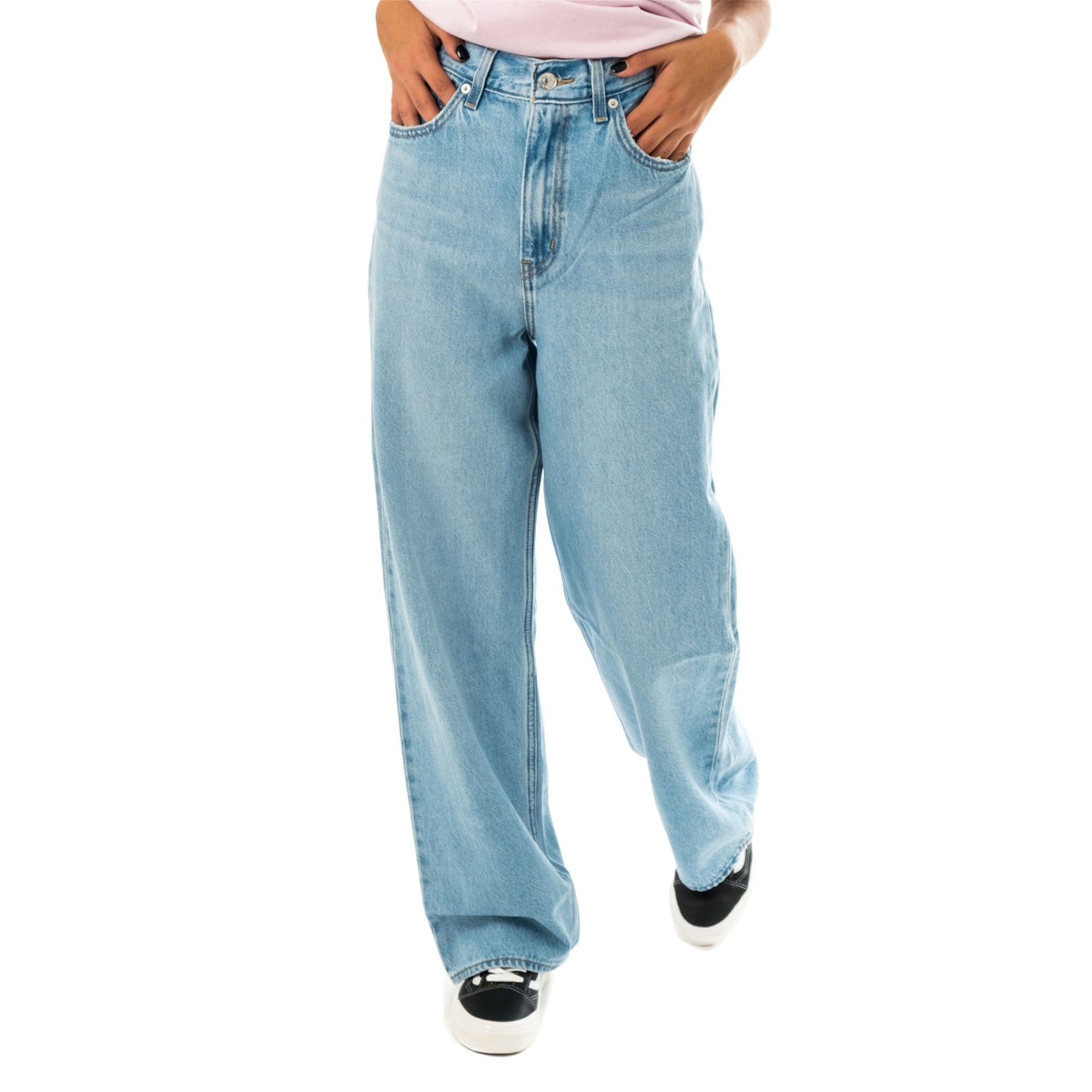 Levi's – Weite Jeans mit hohem Bund in hellblauer Waschung günstig online kaufen