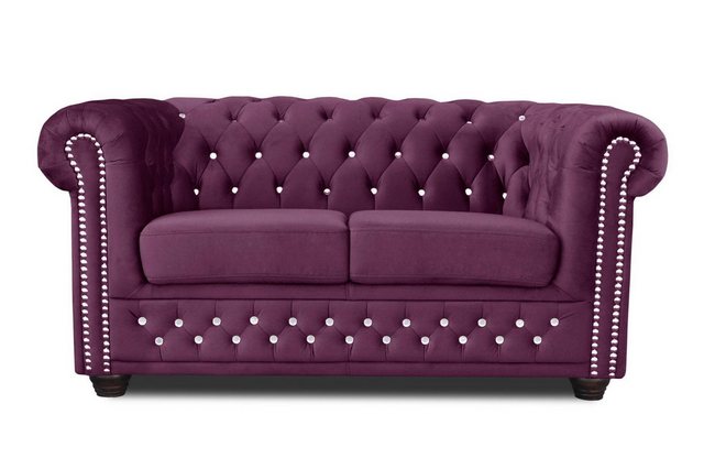 Xlmoebel Sofa Zweiersofa aus lila Stoff mit Chesterfield-Design, Hergestell günstig online kaufen