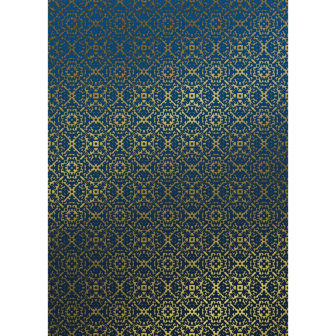 Sanders & Sanders Fototapete Aztekisch Blau und Gold 200 x 280 cm 611823 günstig online kaufen