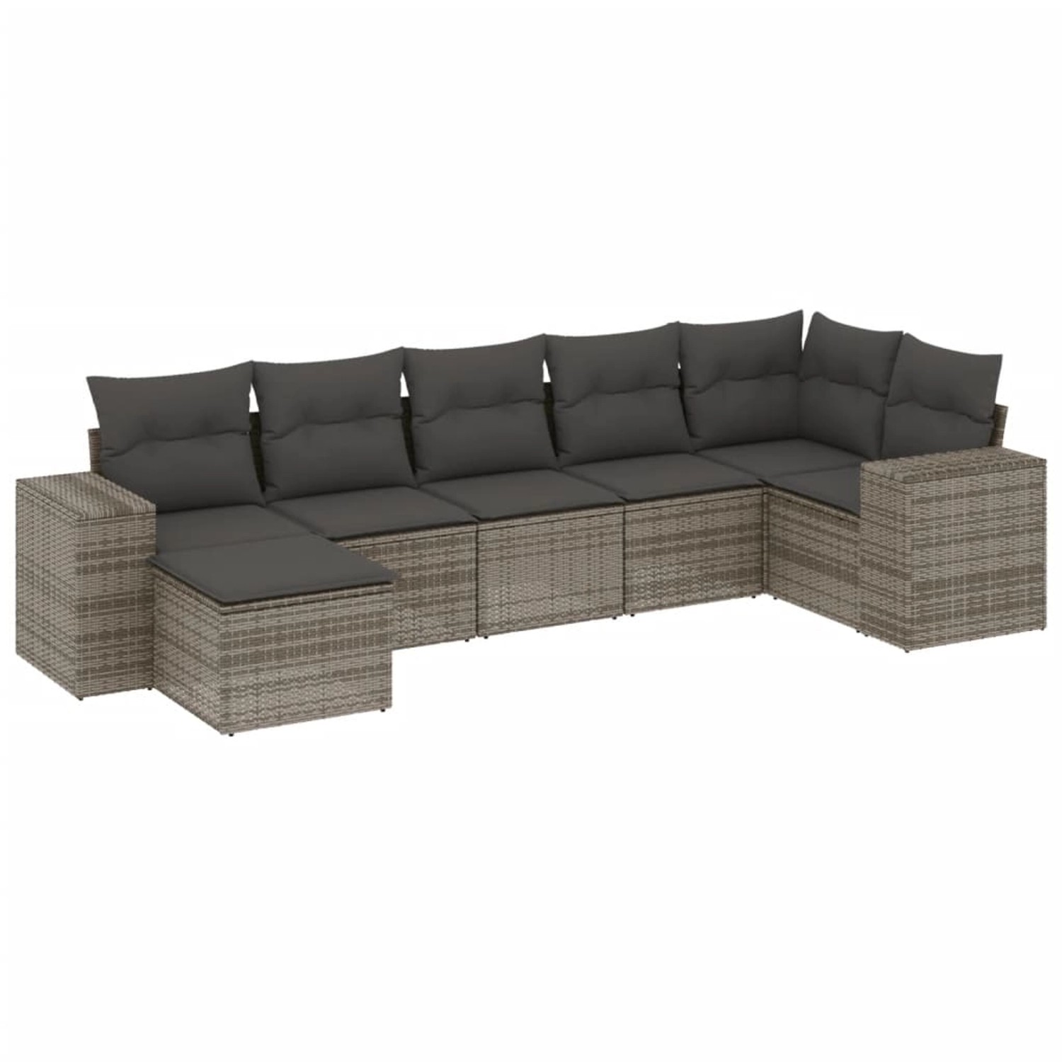 vidaXL 7-Tlg Garten-Sofagarnitur mit Kissen Grau Poly Rattan 3222879 günstig online kaufen