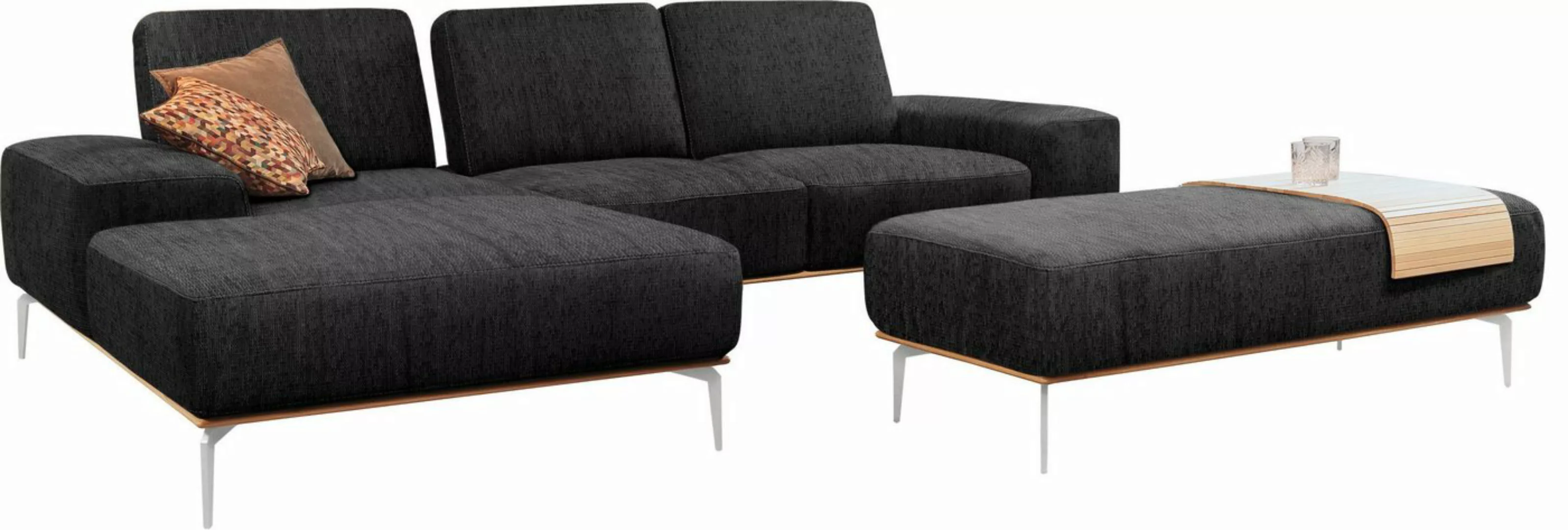 W.SCHILLIG Ecksofa run, mit elegantem Holzsockel, Füße in Chrom glänzend, B günstig online kaufen