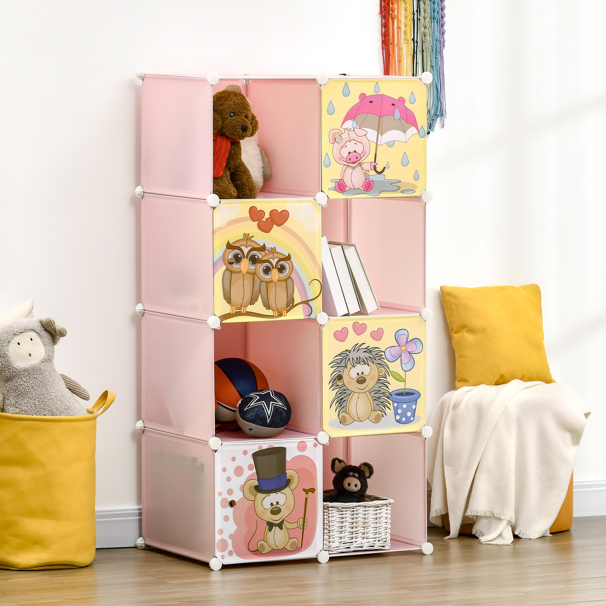 HOMCOM Modularer Schuhregal Schrank Aufbewahrungsschrank mit Tiermotiven fü günstig online kaufen