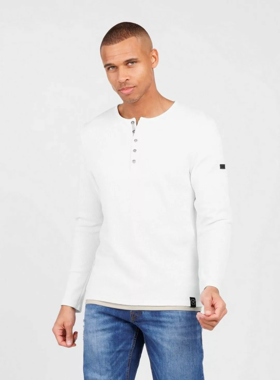 Key Largo Strickpullover Sandro für Herren double Layer Look einfarbig körp günstig online kaufen