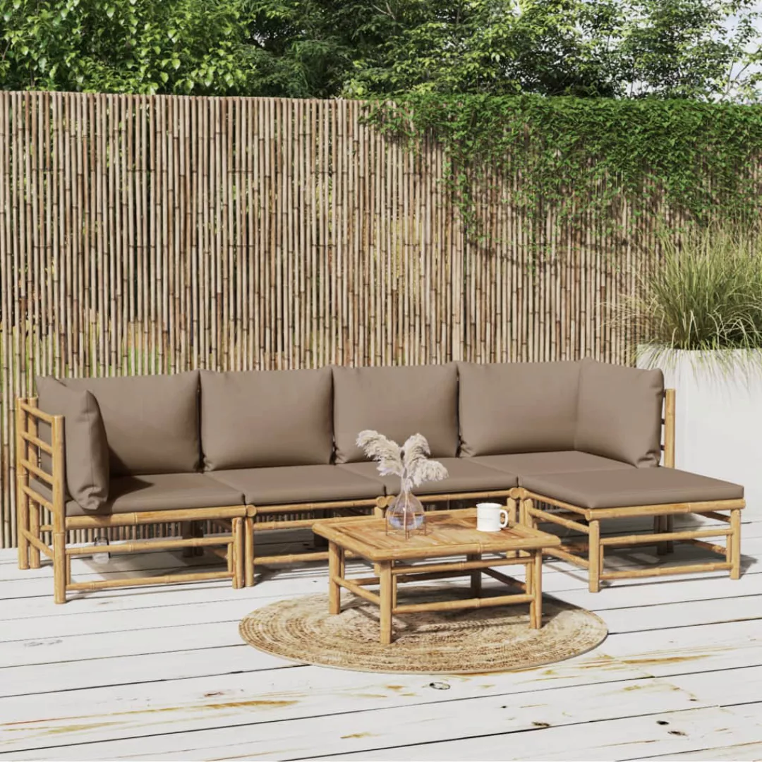 Vidaxl 6-tlg. Garten-lounge-set Mit Kissen Taupe Bambus günstig online kaufen