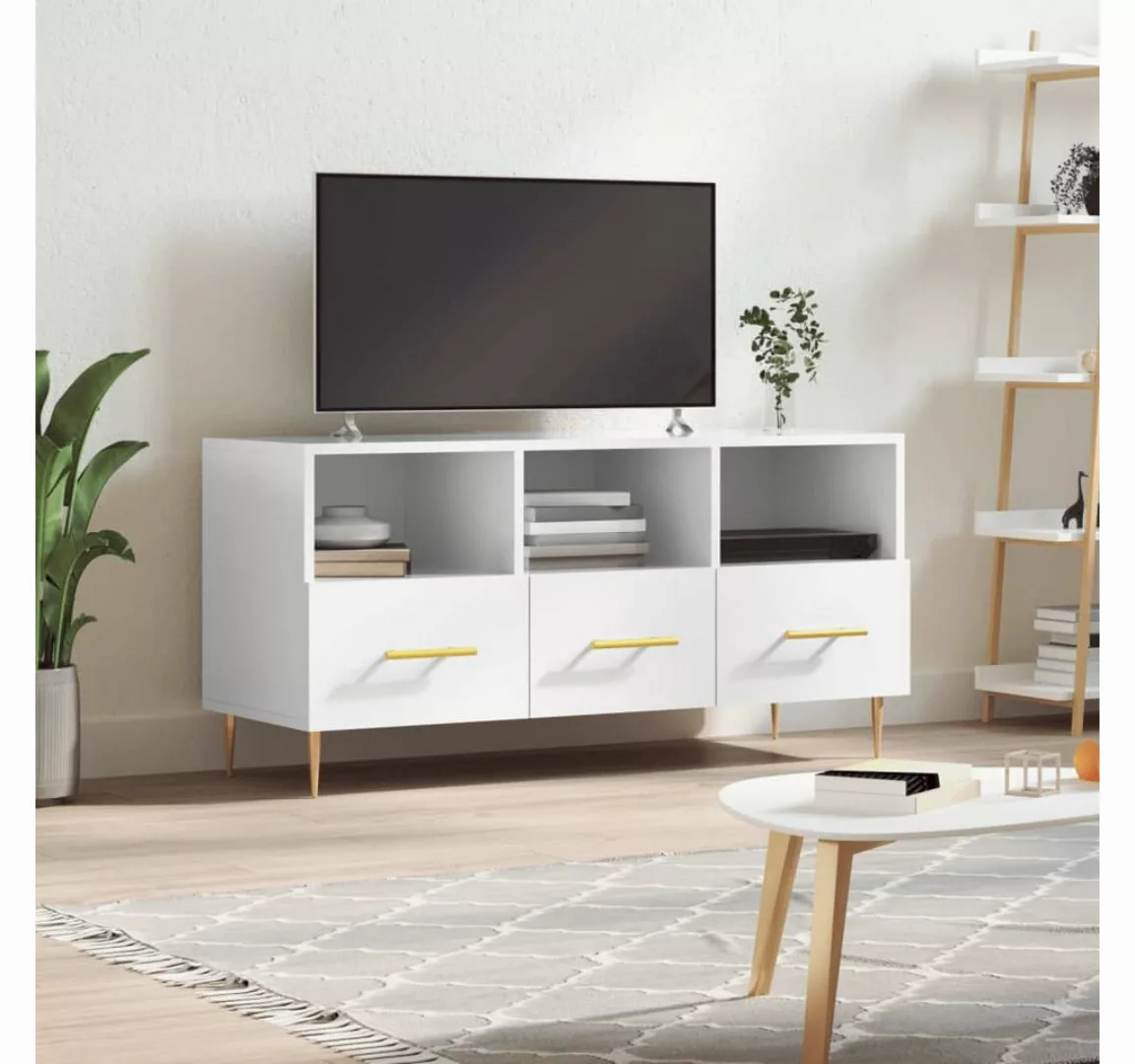 vidaXL TV-Schrank TV-Schrank Hochglanz-Weiß 102x36x50 cm Spanplatte günstig online kaufen