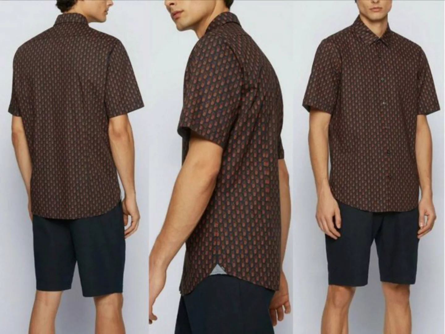 BOSS Kurzarmhemd HUGO BOSS Luka 2F Pineapple Shirt Ananas Herren Hemd Regul günstig online kaufen