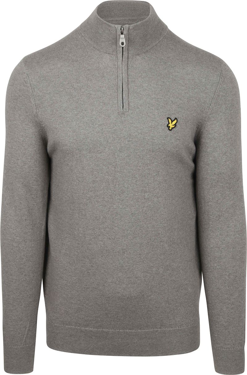 Lyle & Scott Half Zip Pull Merino Wolle Grau - Größe L günstig online kaufen