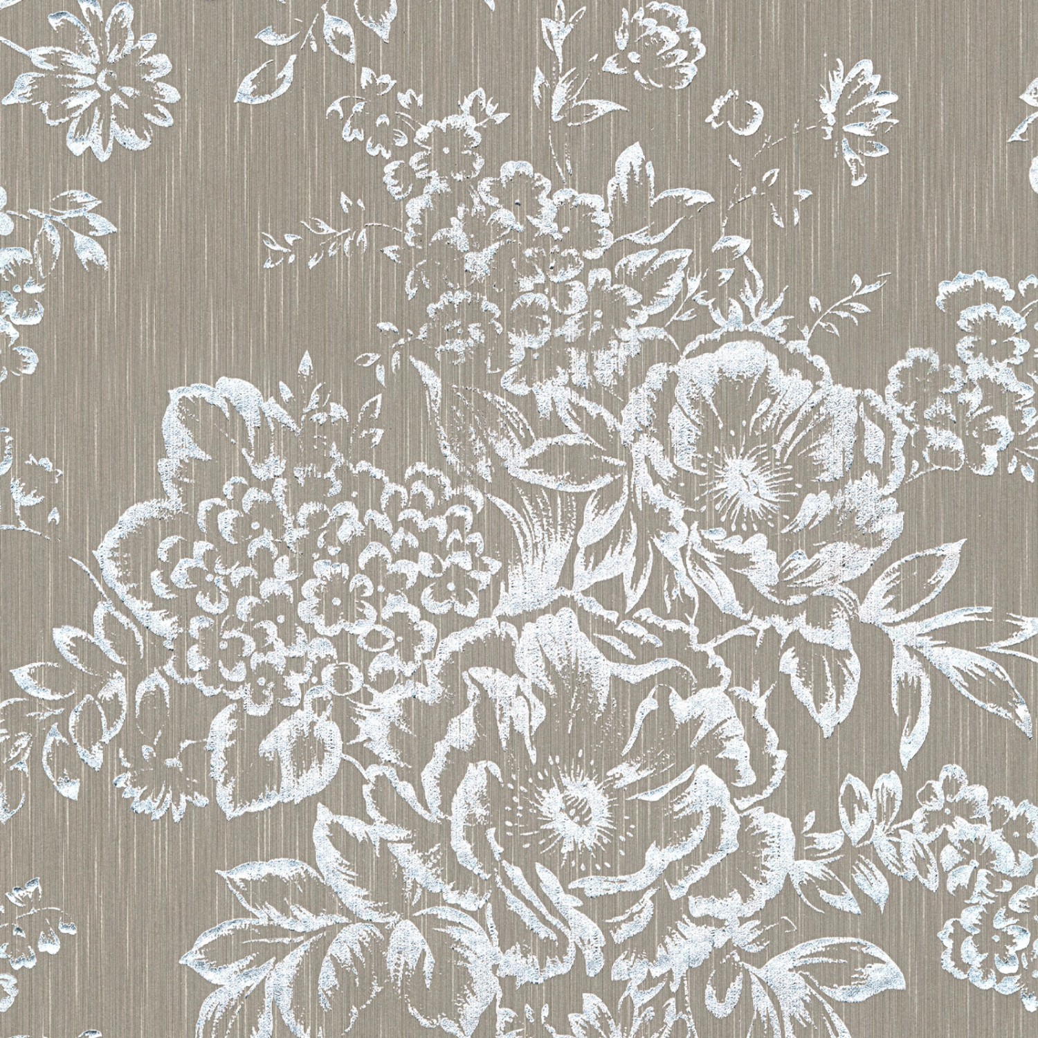 Bricoflor Tapete Metallic Effekt Silber Vlies Textiltapete mit Blumen Elega günstig online kaufen