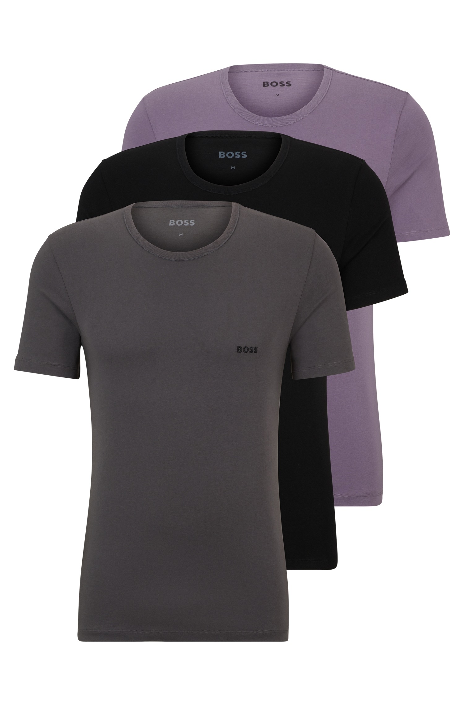 BOSS T-Shirt (Set, 3-tlg) mit BOSS Schriftzug auf der Brust günstig online kaufen