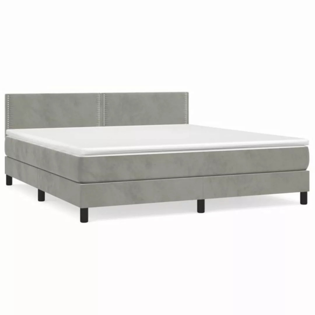 furnicato Bett Boxspringbett mit Matratze Hellgrau 180x200 cm Samt günstig online kaufen