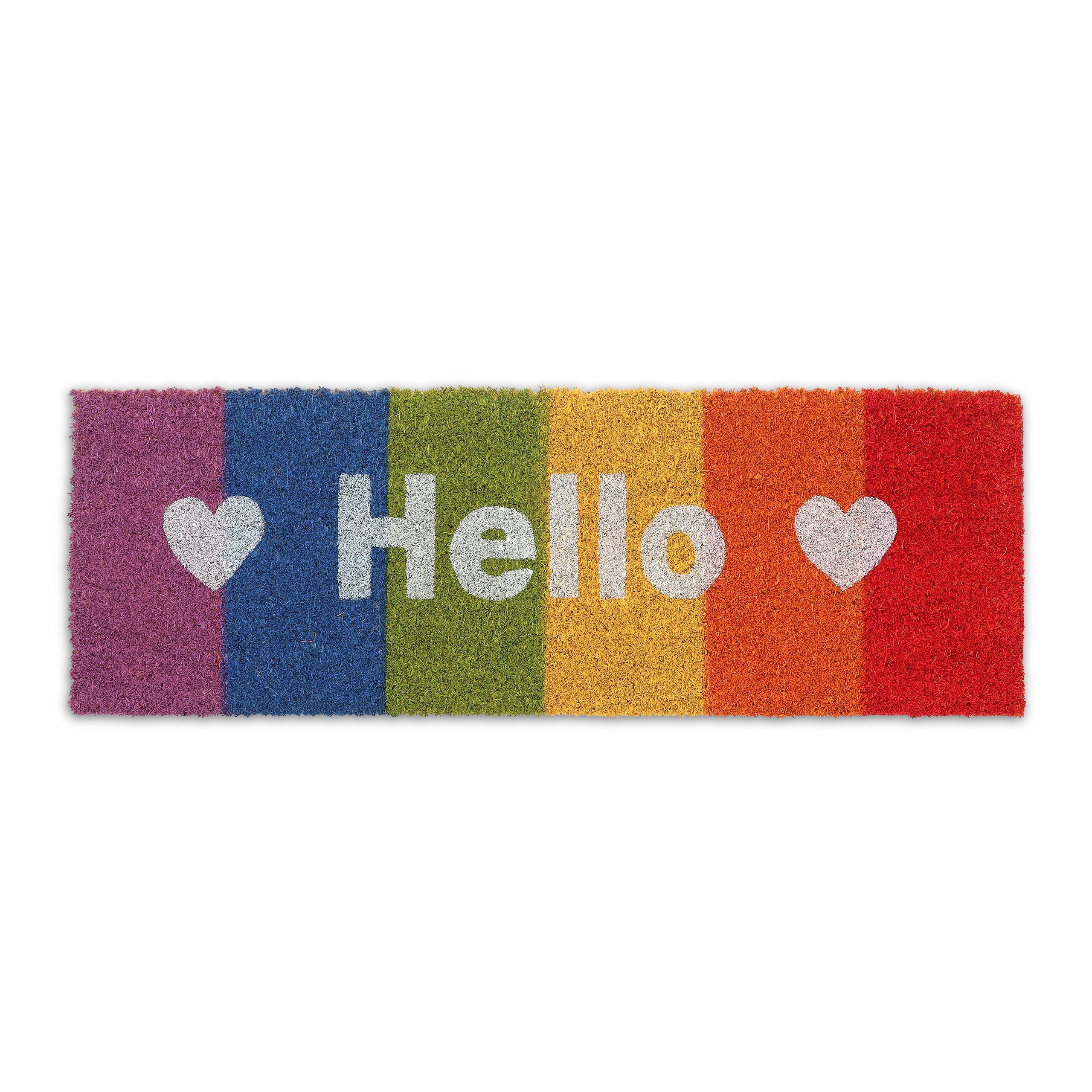 relaxdays Fußmatte Kokos Fußmatte "Hello" Regenbogen, günstig online kaufen