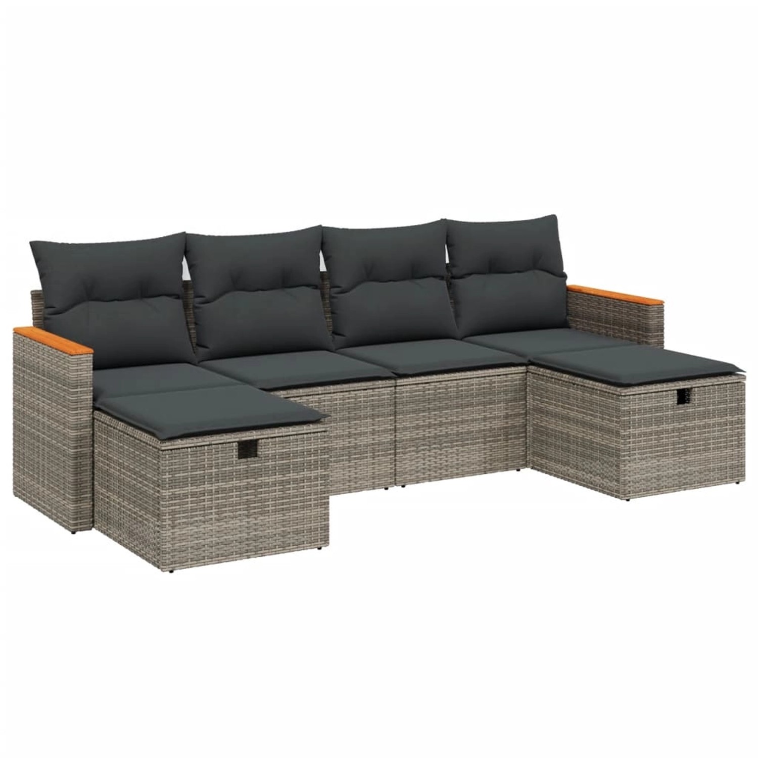 vidaXL 6-Tlg Garten-Sofagarnitur mit Kissen Grau Poly Rattan 3265344 günstig online kaufen