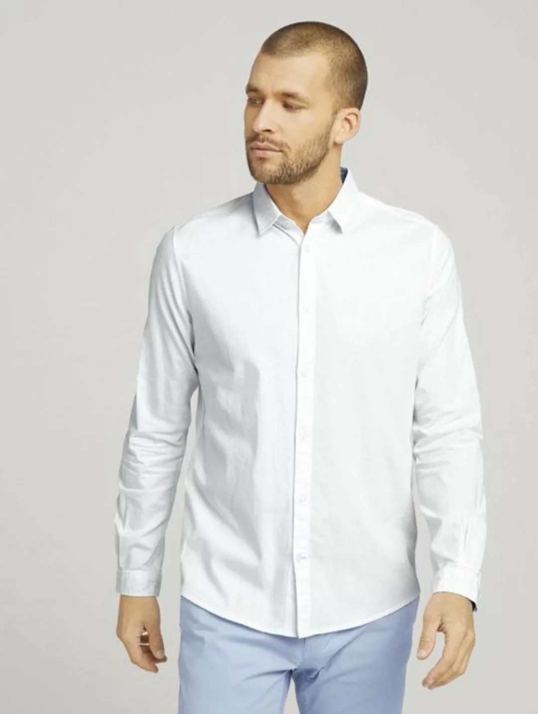 TOM TAILOR Langarmhemd Slim Fit Hemd mit Struktur günstig online kaufen