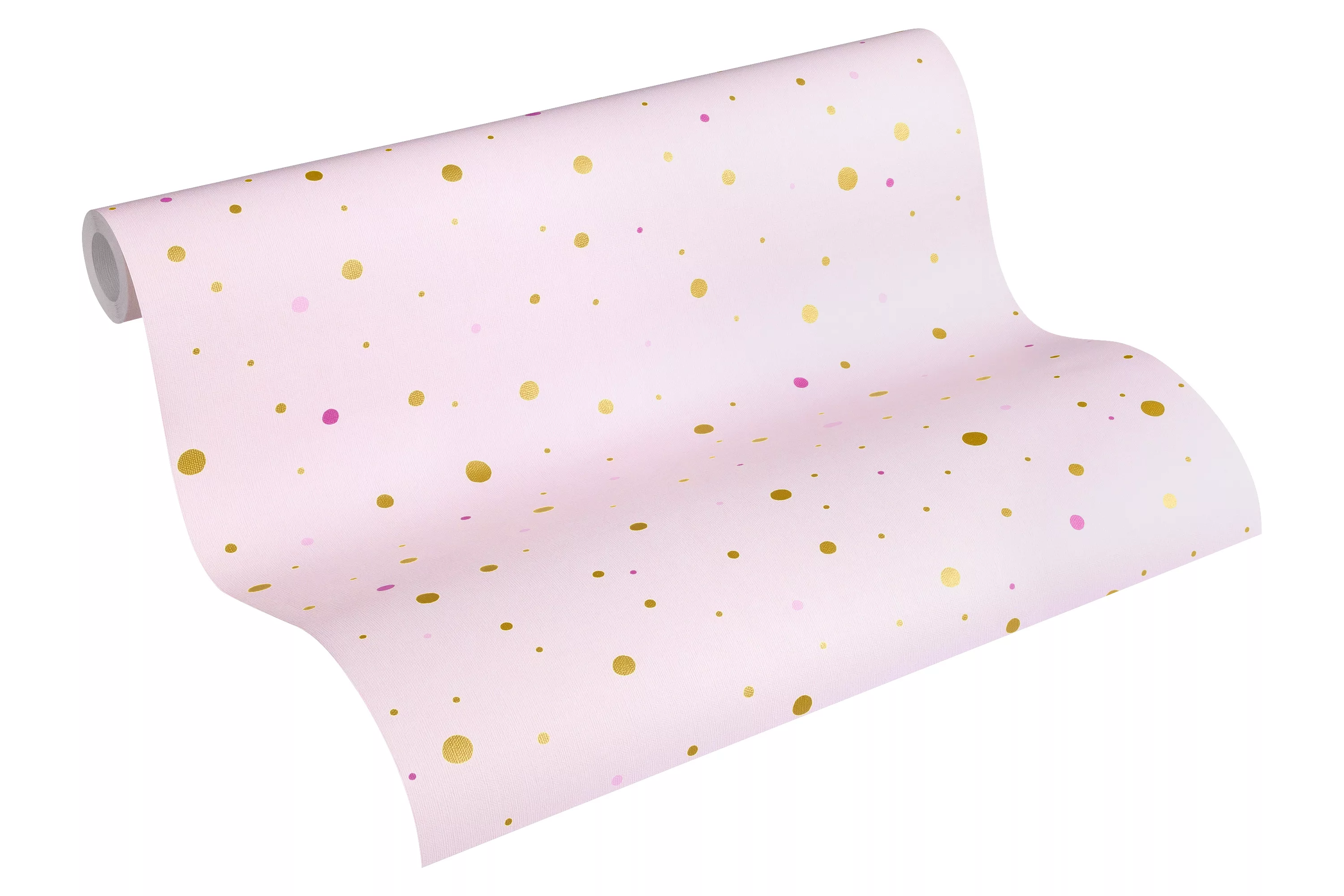 Bricoflor Tapete mit Punkten in Rosa Kinderzimmer Tapete mit Muster in Senf günstig online kaufen