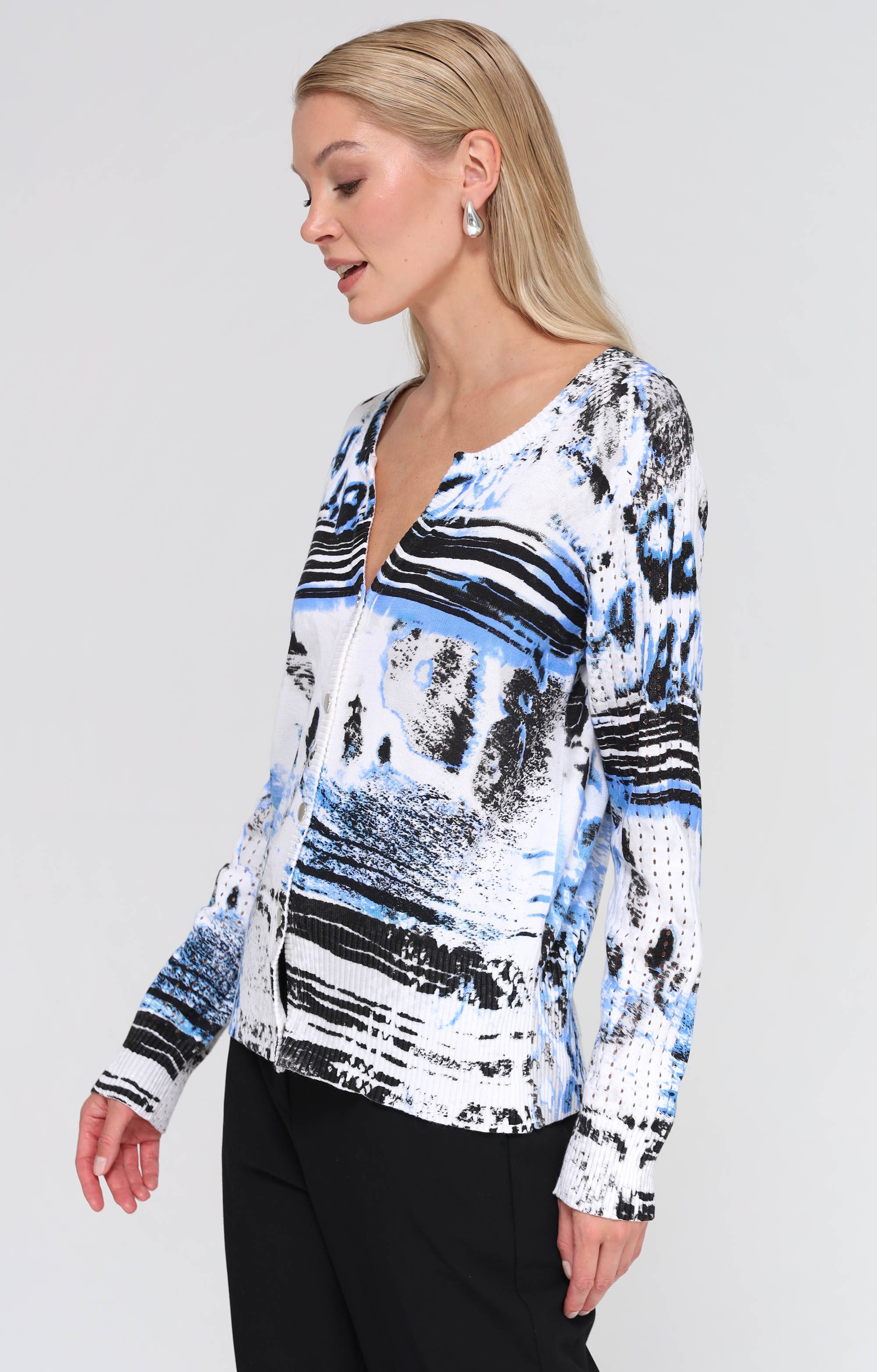 Passioni Strickjacke mit abstraktem Print günstig online kaufen
