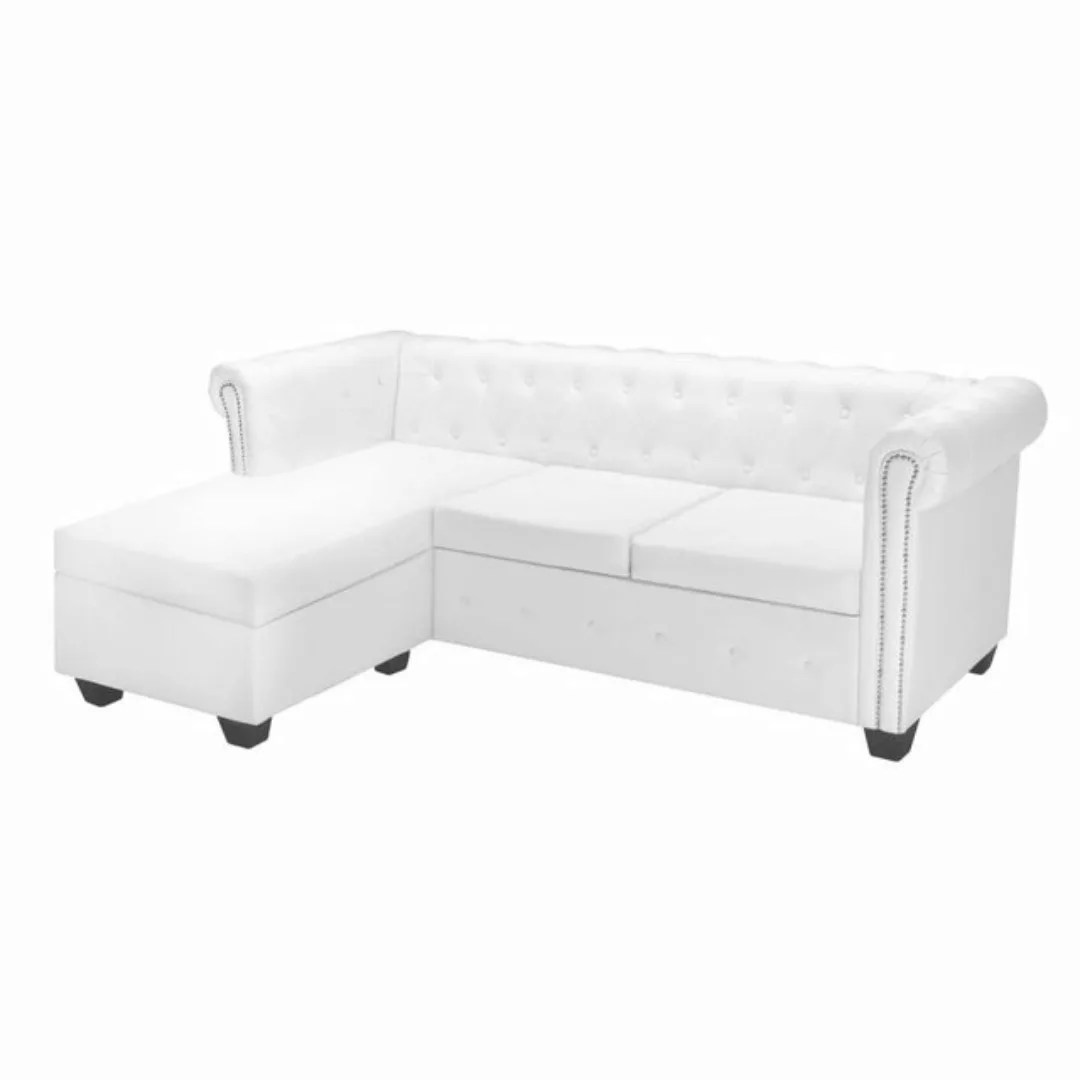 vidaXL Sofa Chesterfield Sofa in L-Form Kunstleder Weiß günstig online kaufen