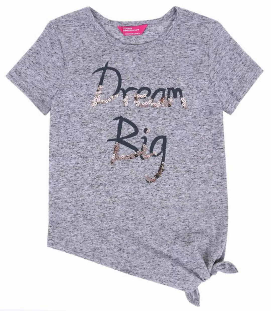 Sarcia.eu Kurzarmbluse Graue asymmetrische Bluse unten gebunden Dream Big 3 günstig online kaufen
