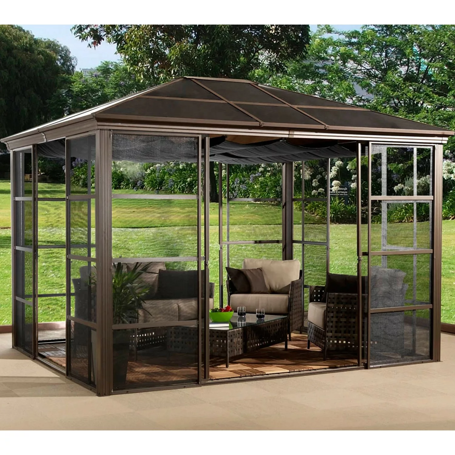 Sojag Aluminium Pavillon Castel 12 x 14 Bronze 362 cm x 427 cm x 296 cm günstig online kaufen