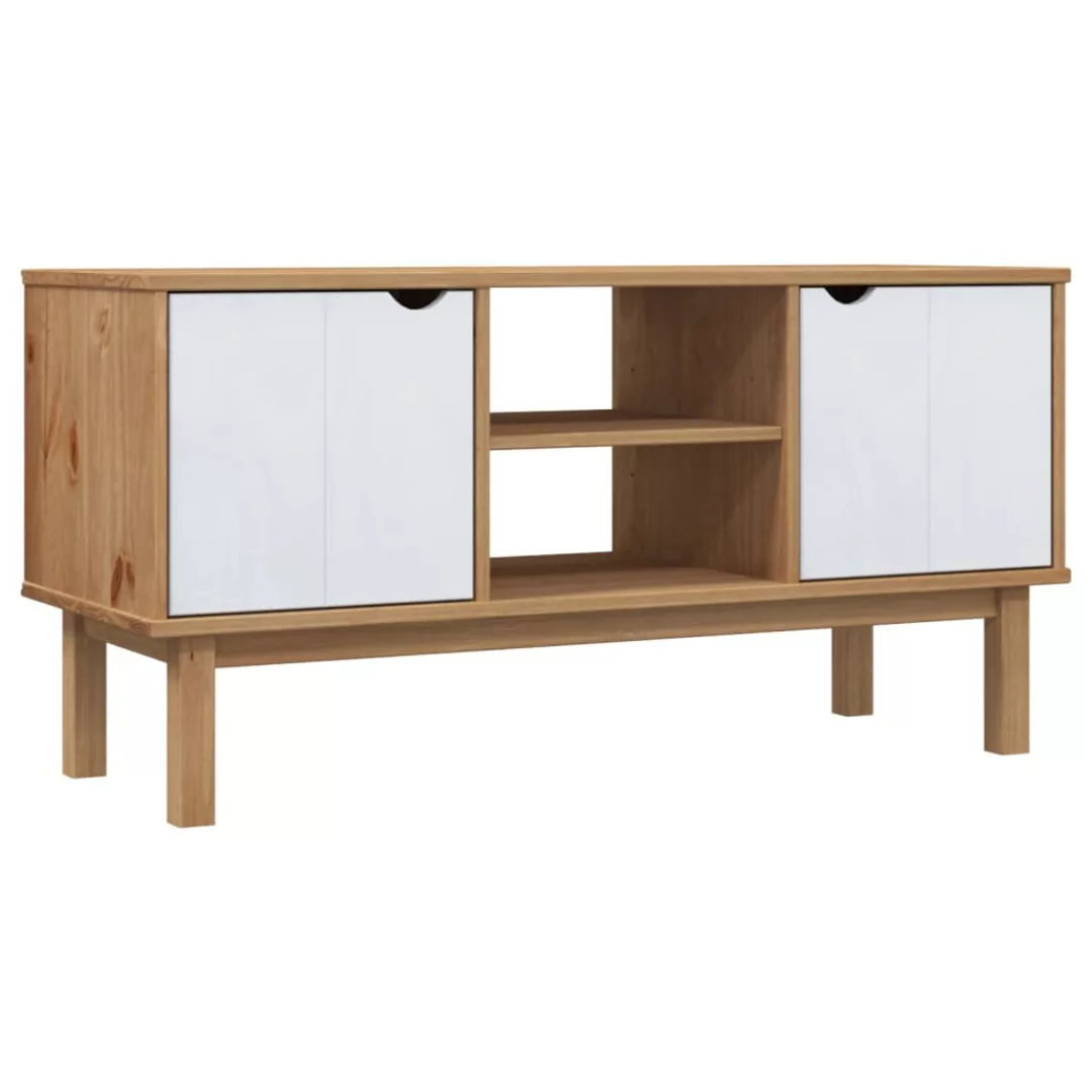 Vidaxl Tv-schrank Braun Und Weiß 113,5x43x57 Cm Massivholz Kiefer günstig online kaufen