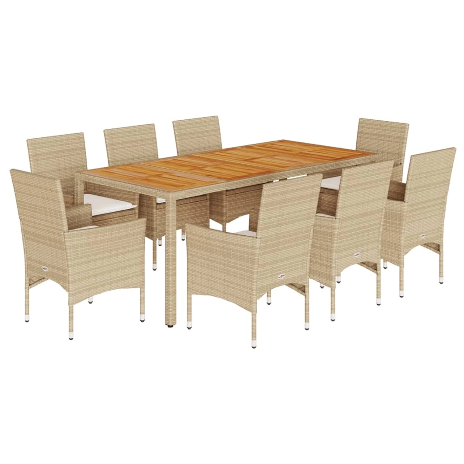 vidaXL 9-Tlg Garten-Essgruppe mit Kissen Beige Poly Rattan Akazie 3278686 günstig online kaufen