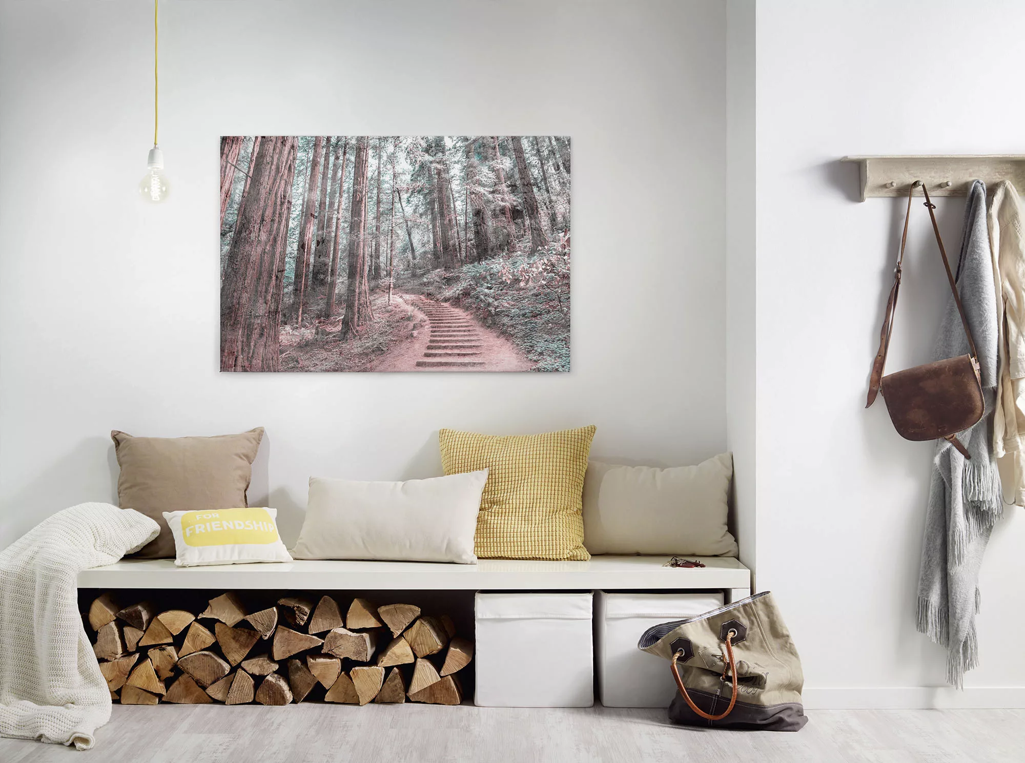 A.S. Création Leinwandbild "Forest Walk", Wald, (1 St.), Waldweg Wald Bild günstig online kaufen
