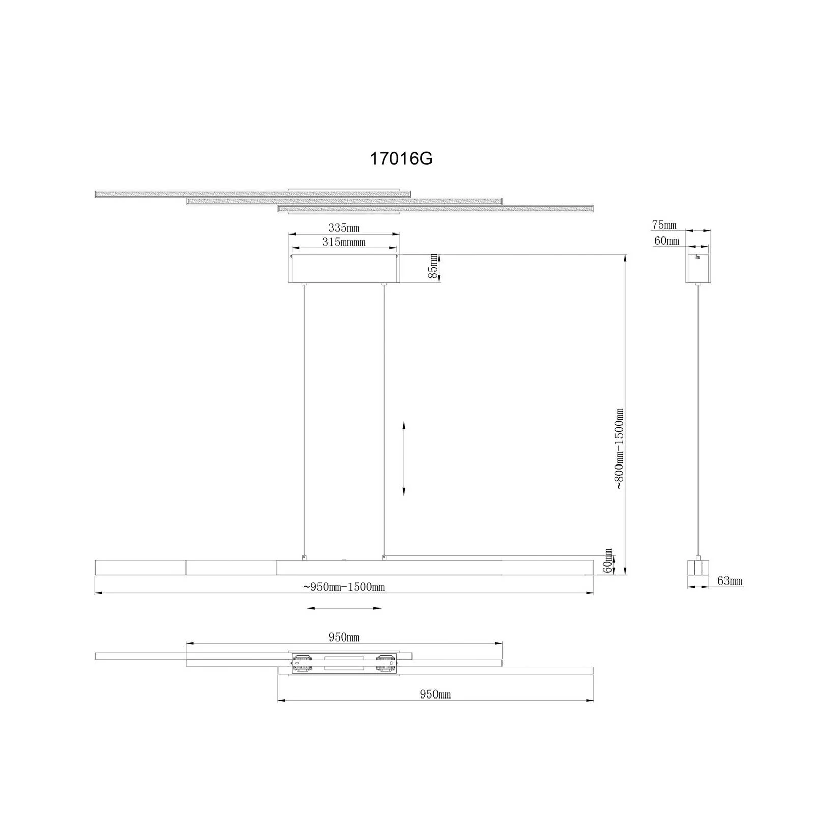 LED-Hängelampe Ethan, messingfarben, 150 cm, ausziehbar günstig online kaufen