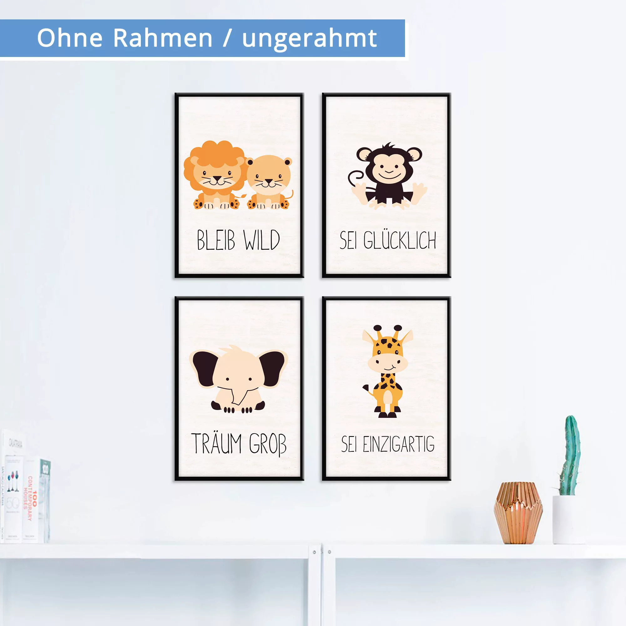 Lüttenhütt Poster "Tiere", Tiere, (Set, 4 St., 4 Teile), 4er Set in zwei Gr günstig online kaufen