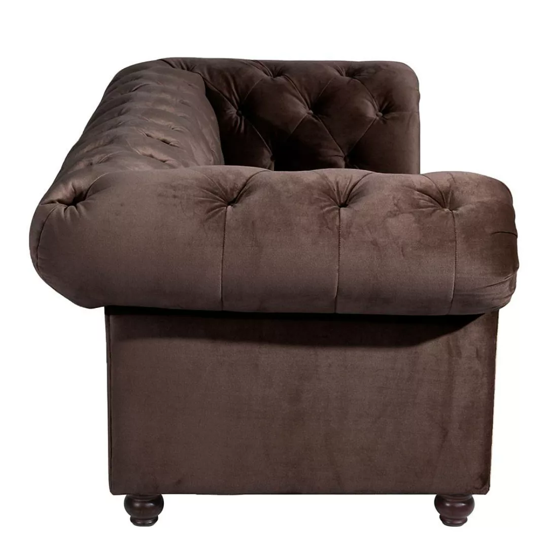 Sofa 3er braun Chestefield aus Samtvelours 52 cm Sitzhöhe günstig online kaufen
