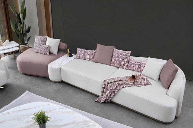 Xlmoebel Big-Sofa Große moderne Polstersofa Wohnlandschaft in Rosa Stoffsof günstig online kaufen