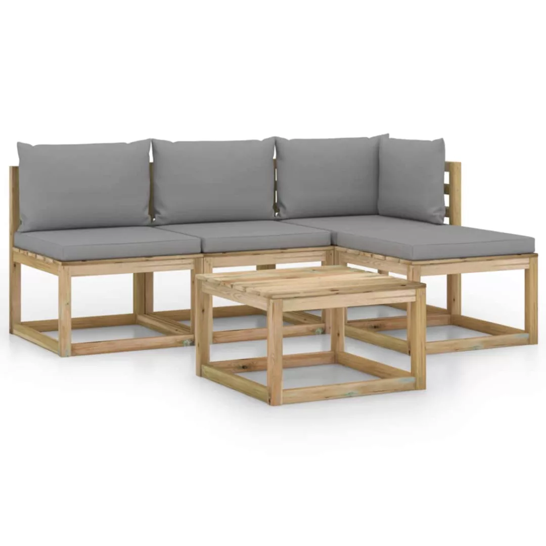 5-tlg. Garten-lounge-set Mit Grauen Kissen günstig online kaufen