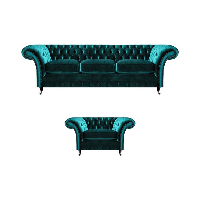 JVmoebel Chesterfield-Sofa Sofagarnitur Wohnzimmer 2tlg Dreisitzer Couch So günstig online kaufen