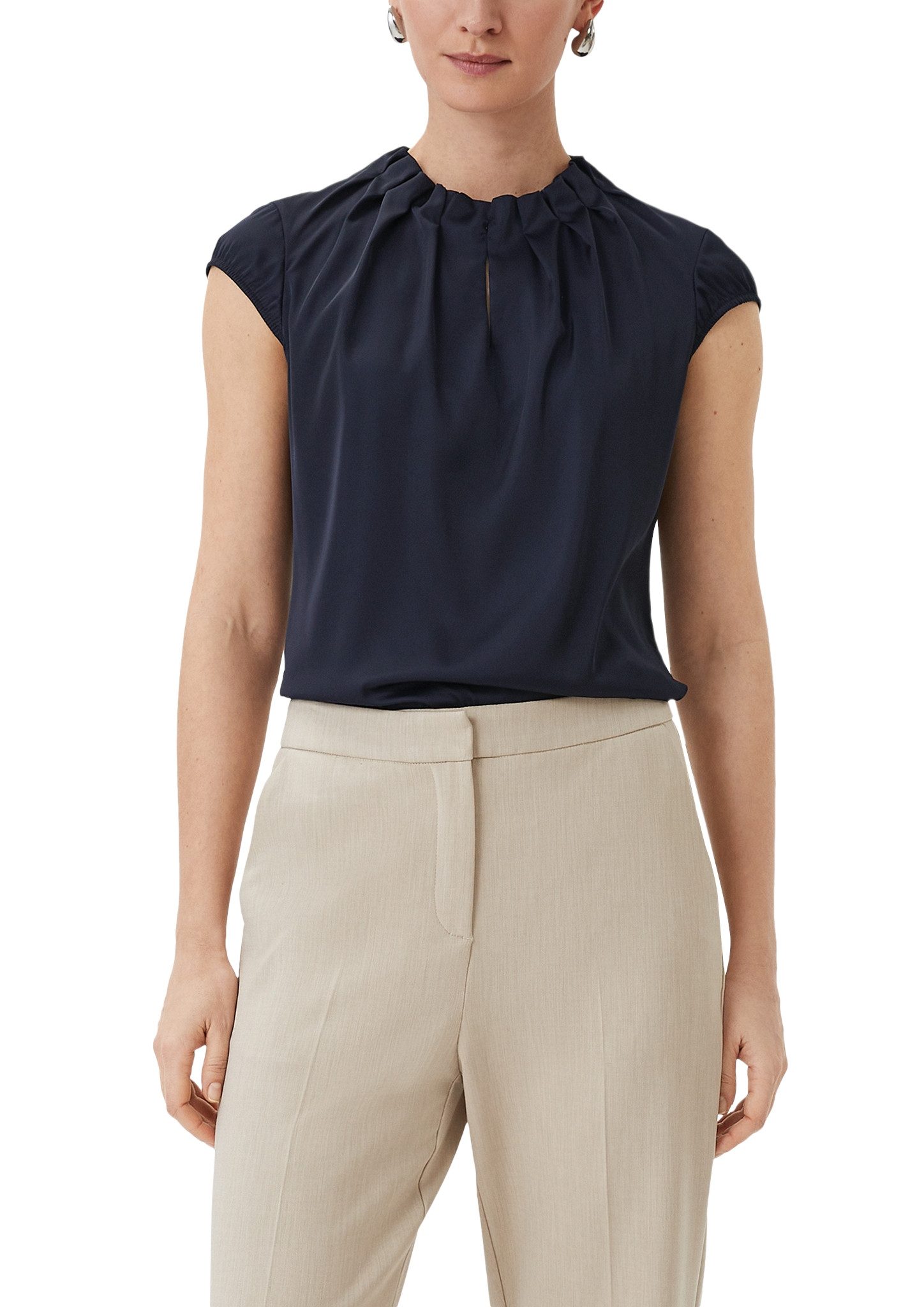 Comma Satinbluse mit Raffung am Hals günstig online kaufen