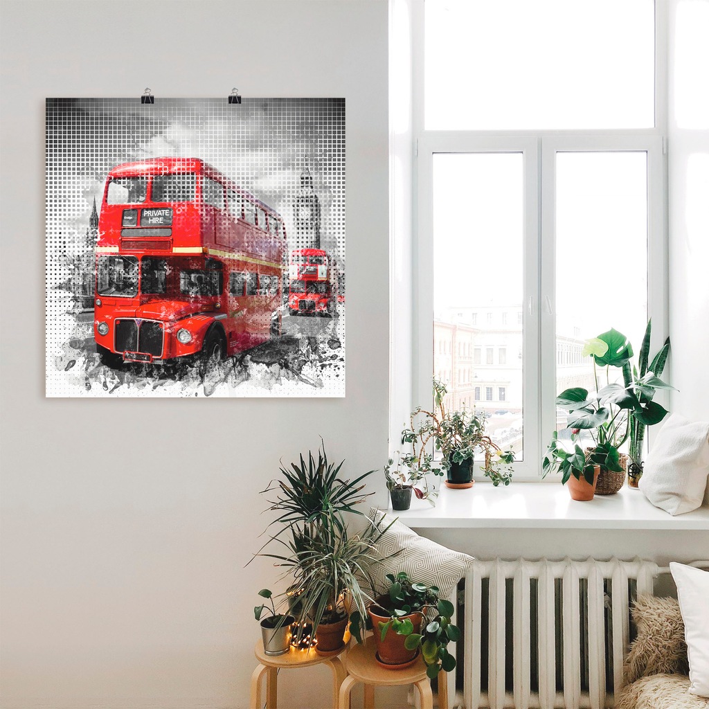 Artland Wandbild »London Westminster Rote Busse«, Auto, (1 St.), als Poster günstig online kaufen