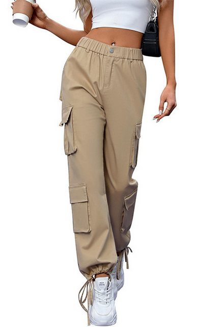 CHENIN Cargojeans Damen-cargohose mit hoher taille und acht taschen, gerade günstig online kaufen