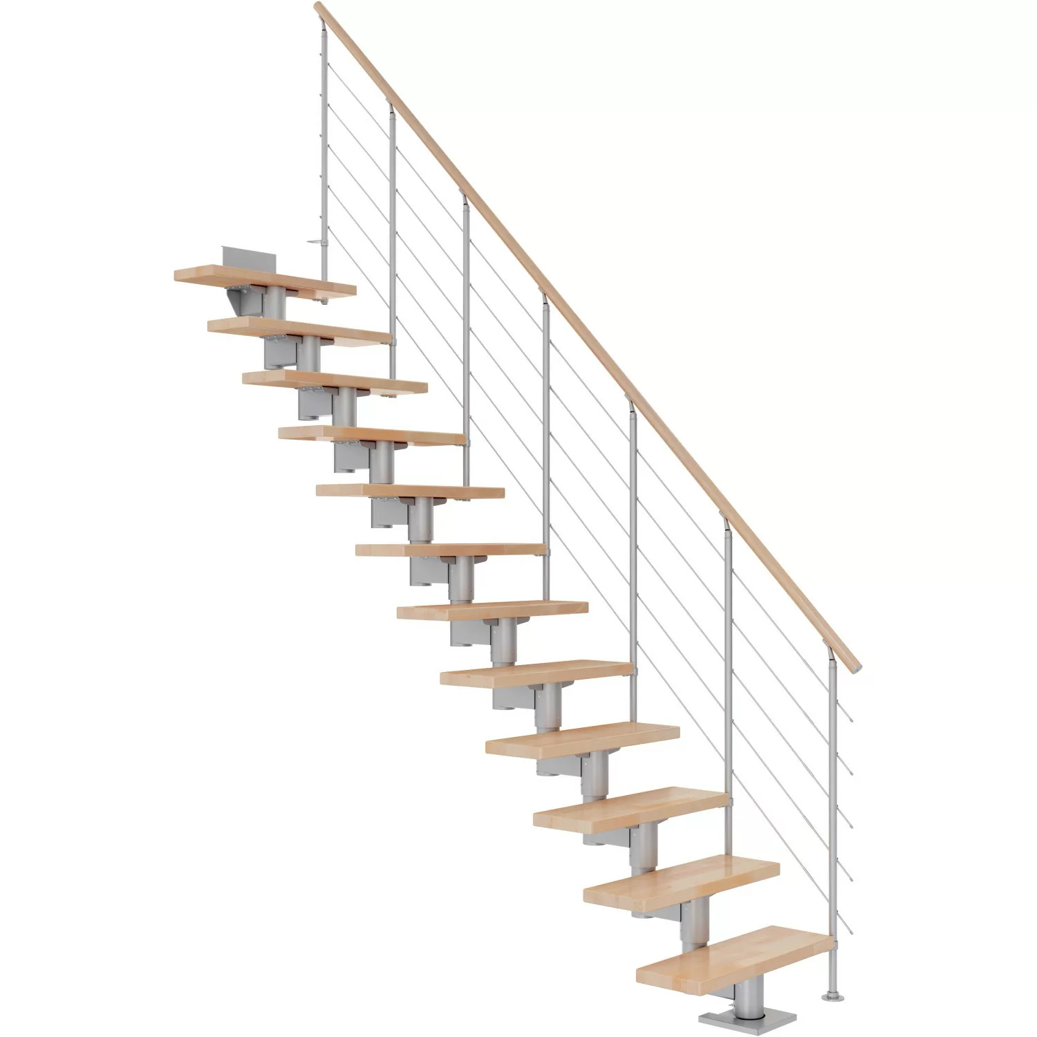 Dolle Mittelholmtreppe Cork Buche Perlgrau GH bis 337 cm Gerade 75 cm FSC günstig online kaufen