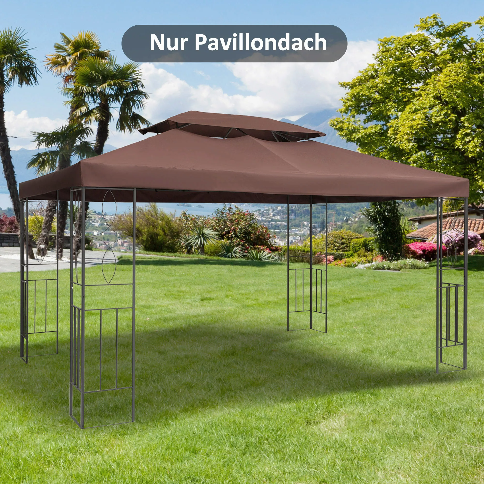 Outsunny Pavillondach Ersatz 3x4m Kaffee Polyester wasserabweisend für Meta günstig online kaufen