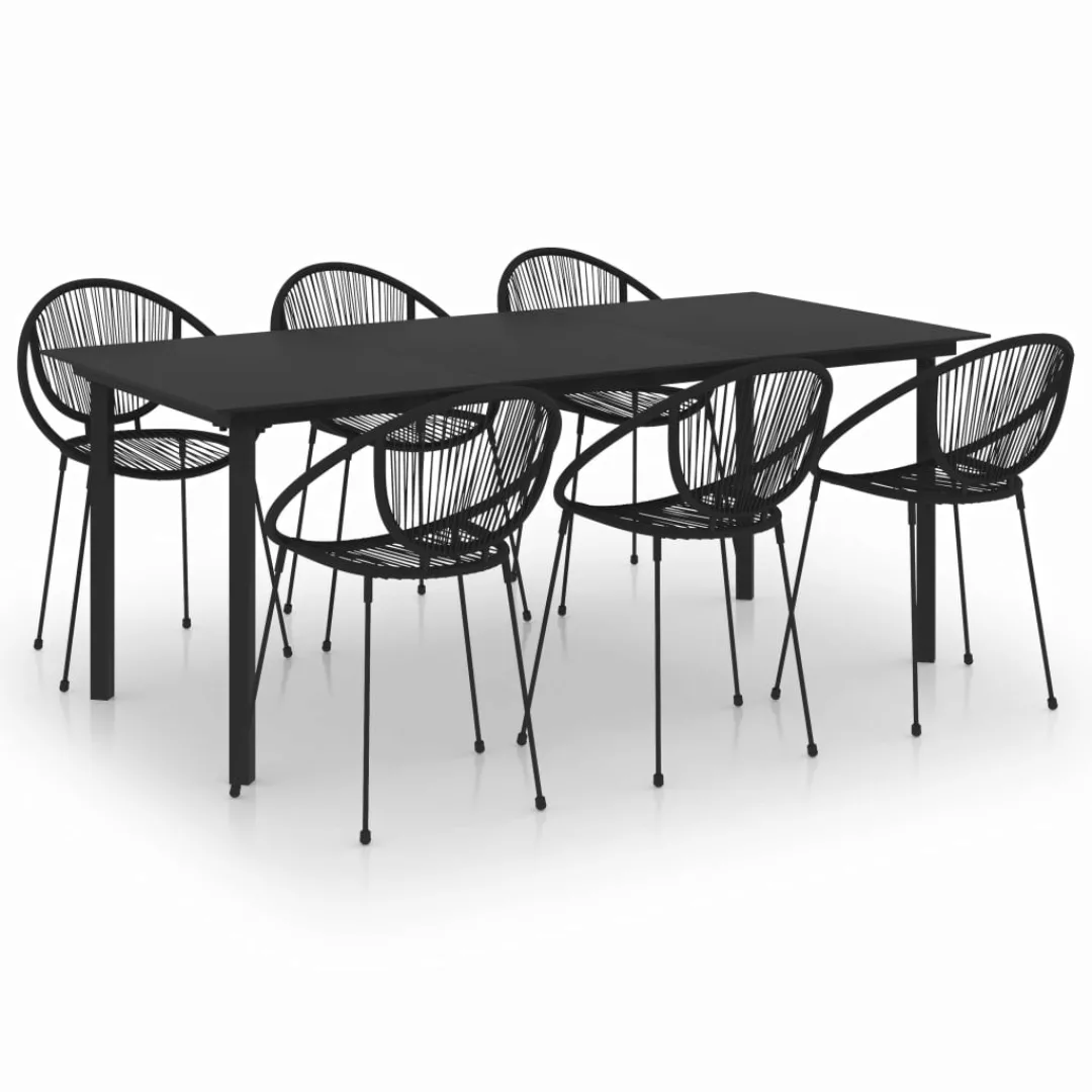 7-tlg. Garten-essgruppe Pvc Rattan Schwarz günstig online kaufen